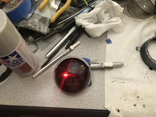 test fit with half scale bb8 radar eye LED small