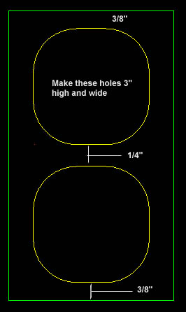 Front vent panel dims